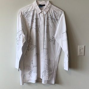 Lafayette 148 New York White with Black Design Tunic